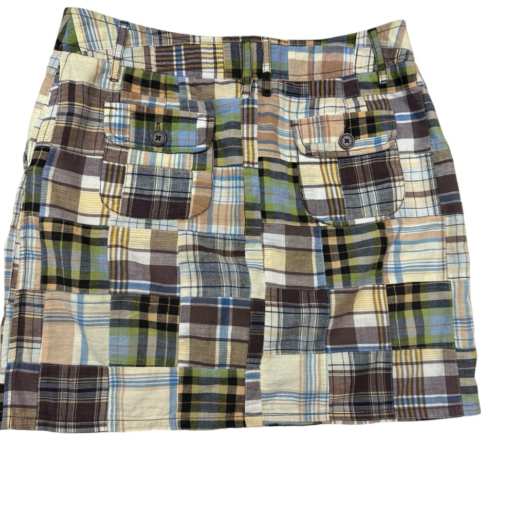 502 - Larry Levine Blue Tan Mini Skirt Casual Resort Wear Size 8 - Picture 4 of 9